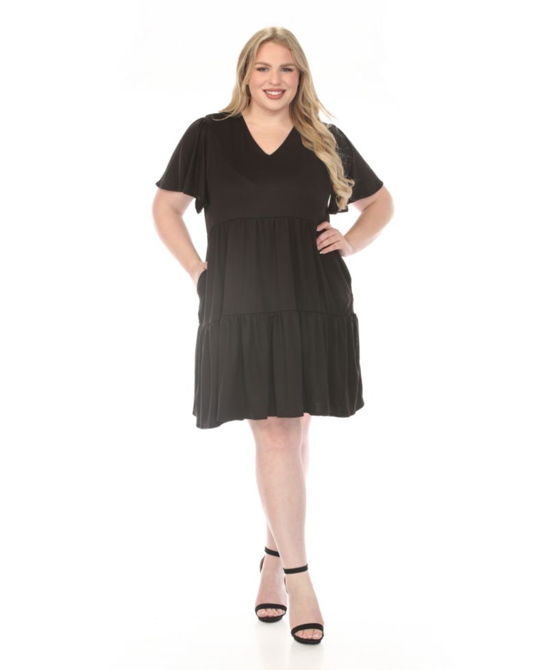 Plus Size V-Neck Short-Sleeve Dress