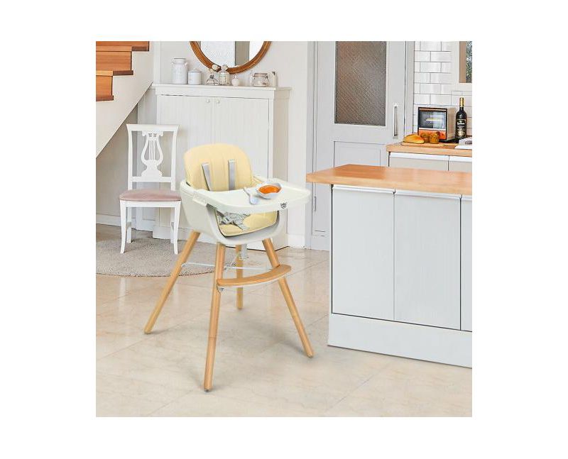 Girls Wooden 3 in 1 Convertible High chair with Cushion