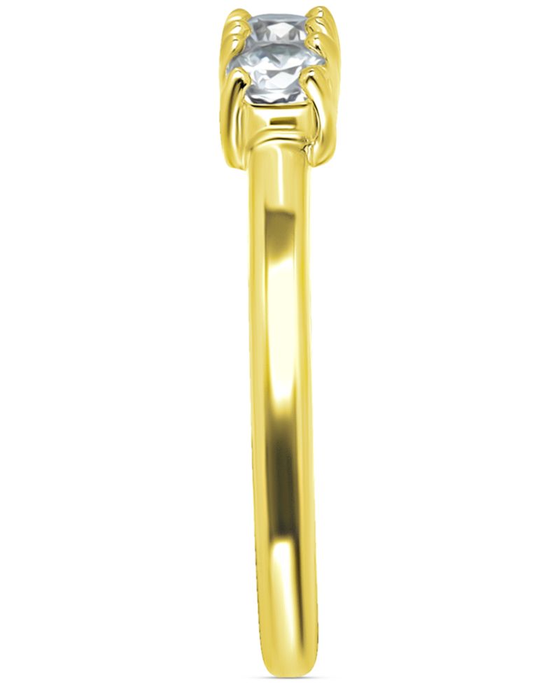 Cubic Zirconia Three Stone Toe Ring in 18k Gold-Plated Sterling Silver