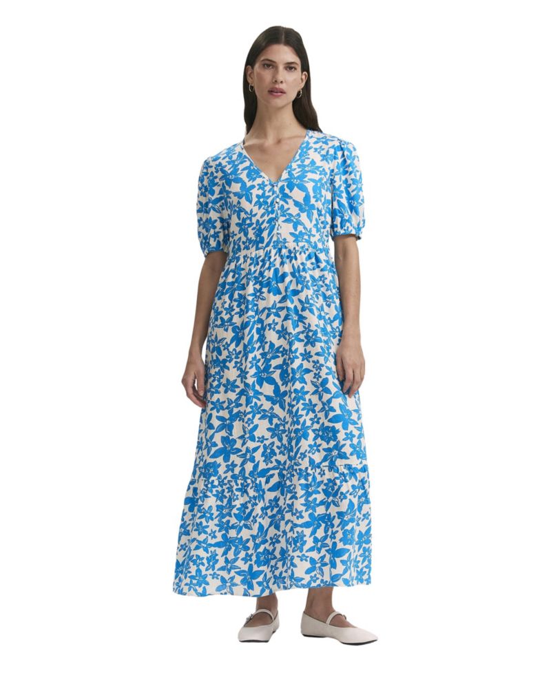 Women's Sabine Floral Puff-Sleeve Tiered Midi Dress
