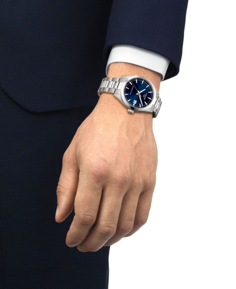 Men's Round Silver Stainless Steel Watch 38mm
