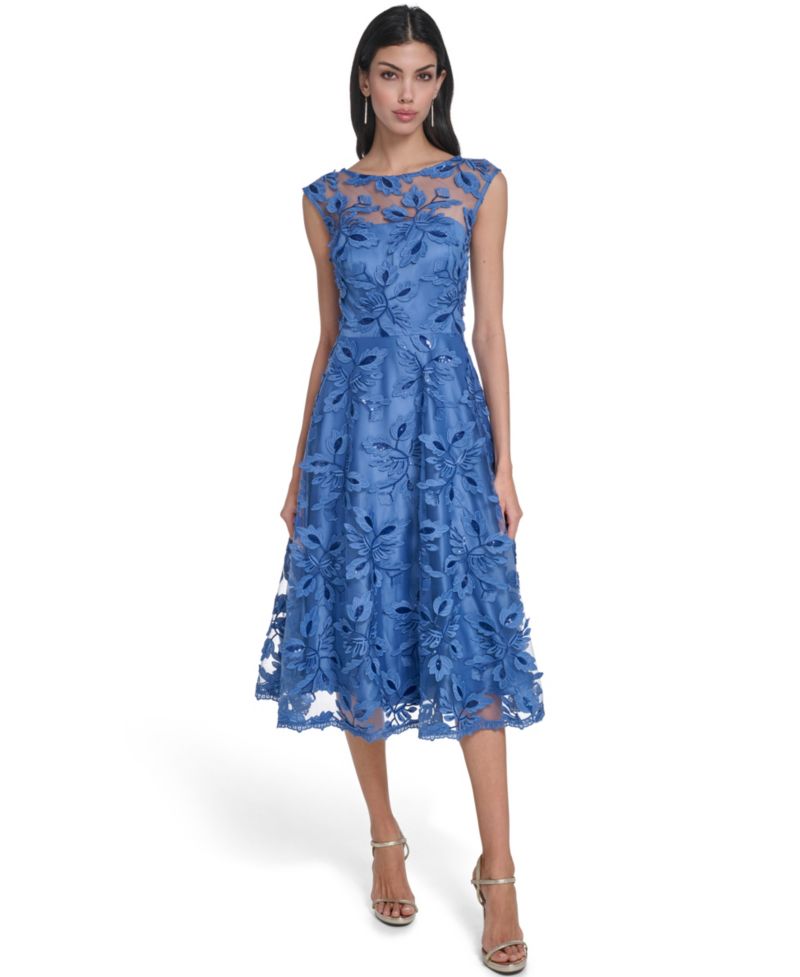 Women's Illusion Boat Neck Dress
