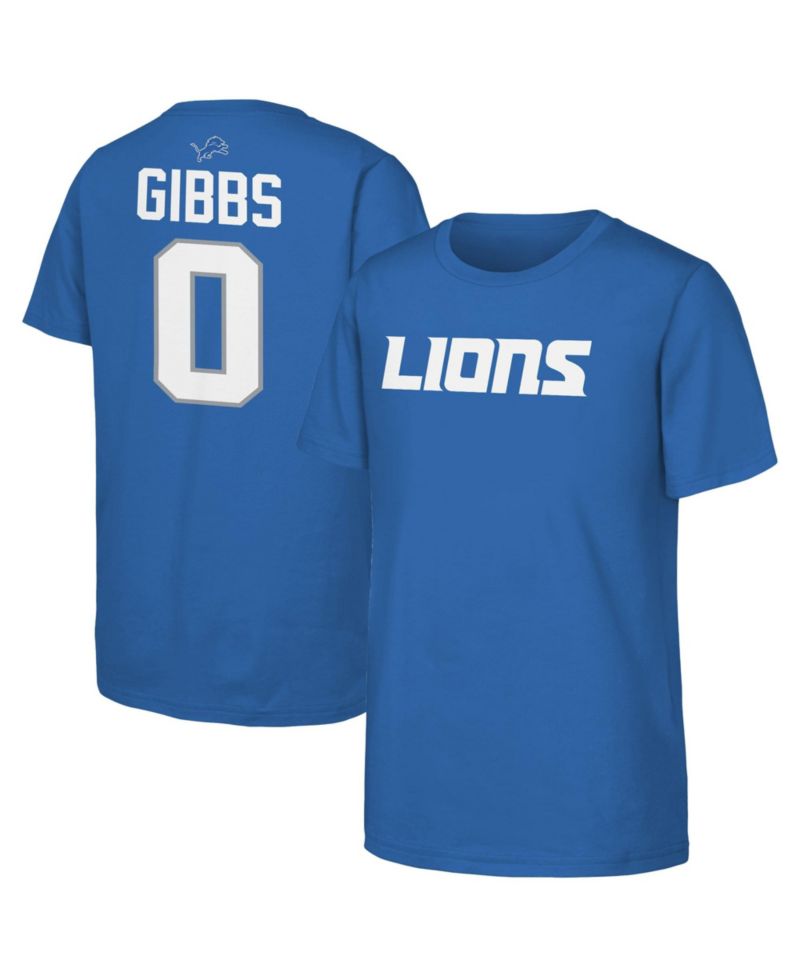 Big Boys and Girls Jahmyr Gibbs Blue Detroit Lions Name & Number T-Shirt