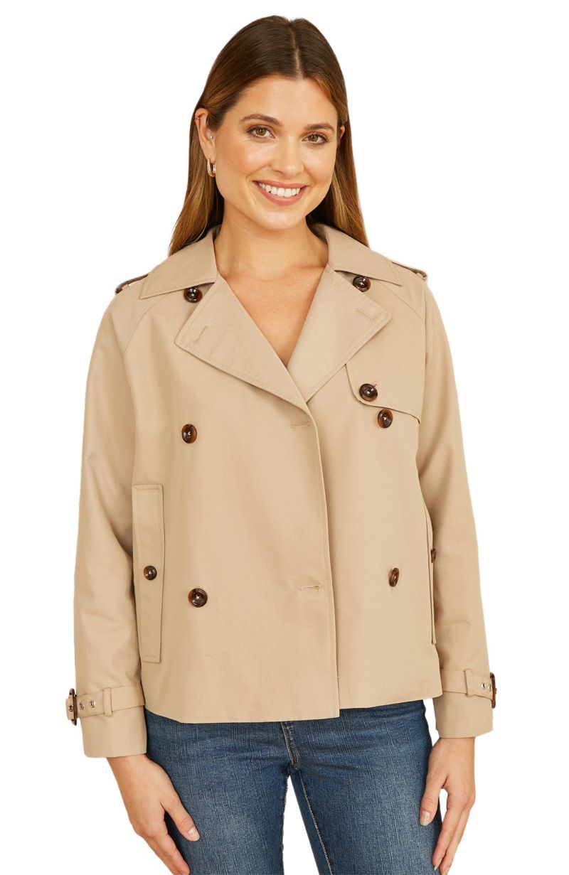 Women's Cropped Trench Jacket With Pockets
