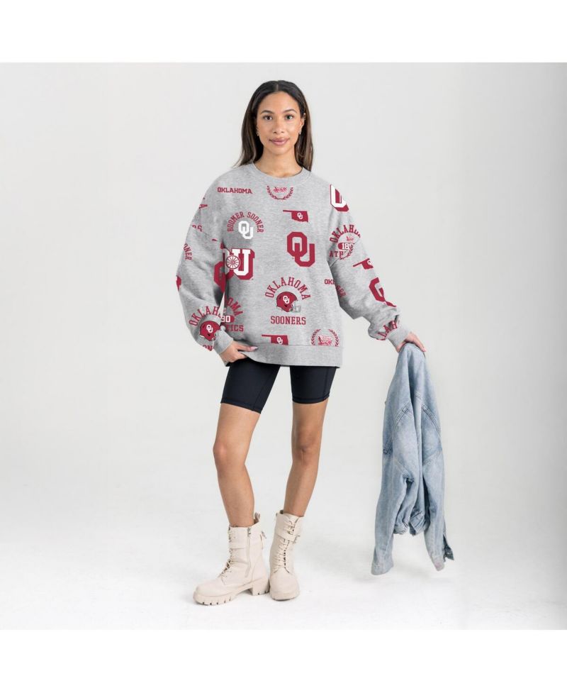 Women's Gray Oklahoma Sooners Always on Repeat Fleece Sweatshirt