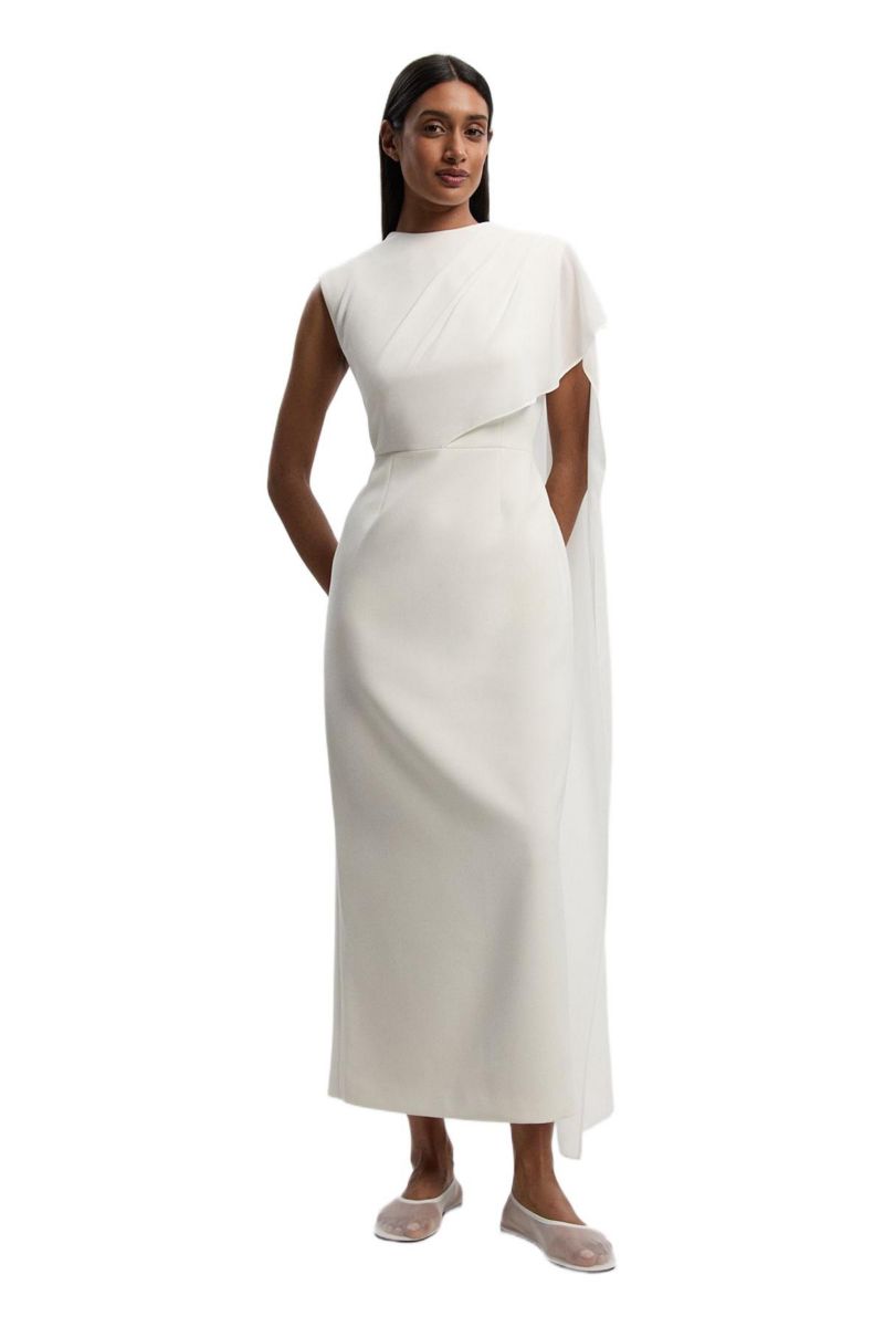 Women's Tailored Cape Drape Maxi Dress