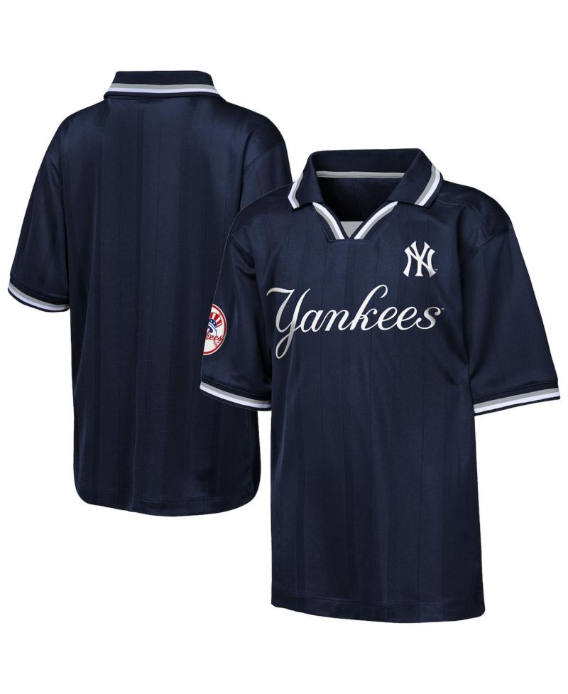 Big Boys and Girls Navy New York Yankees Y2 Tech Stadium Fashion Collar T-Shirt