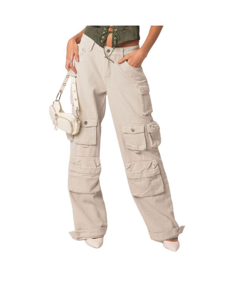 Women's Oversize Boyfriend Cargo Jeans with Pockets