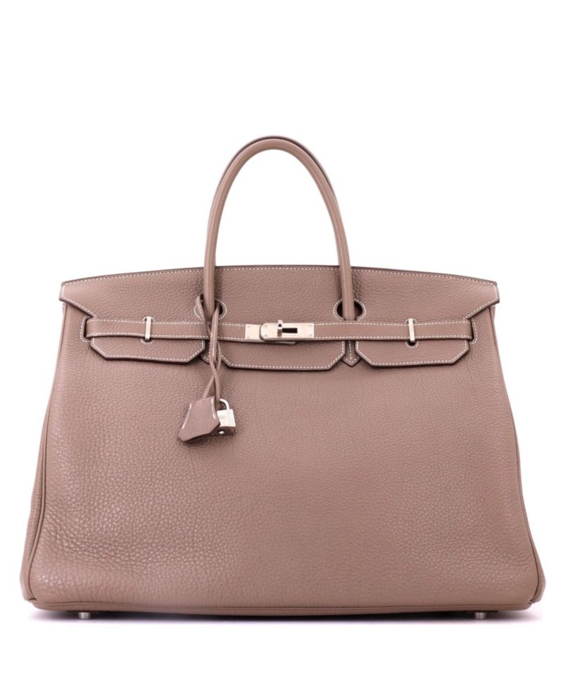 Pre-Owned Hermes Birkin 40 Handbag Grey Togo with Palladium Hardware