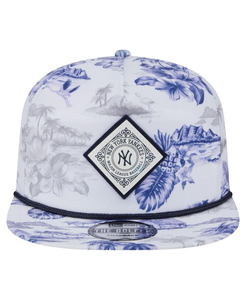 Men's White New York Yankees Printed Island Golfer Snapback Hat