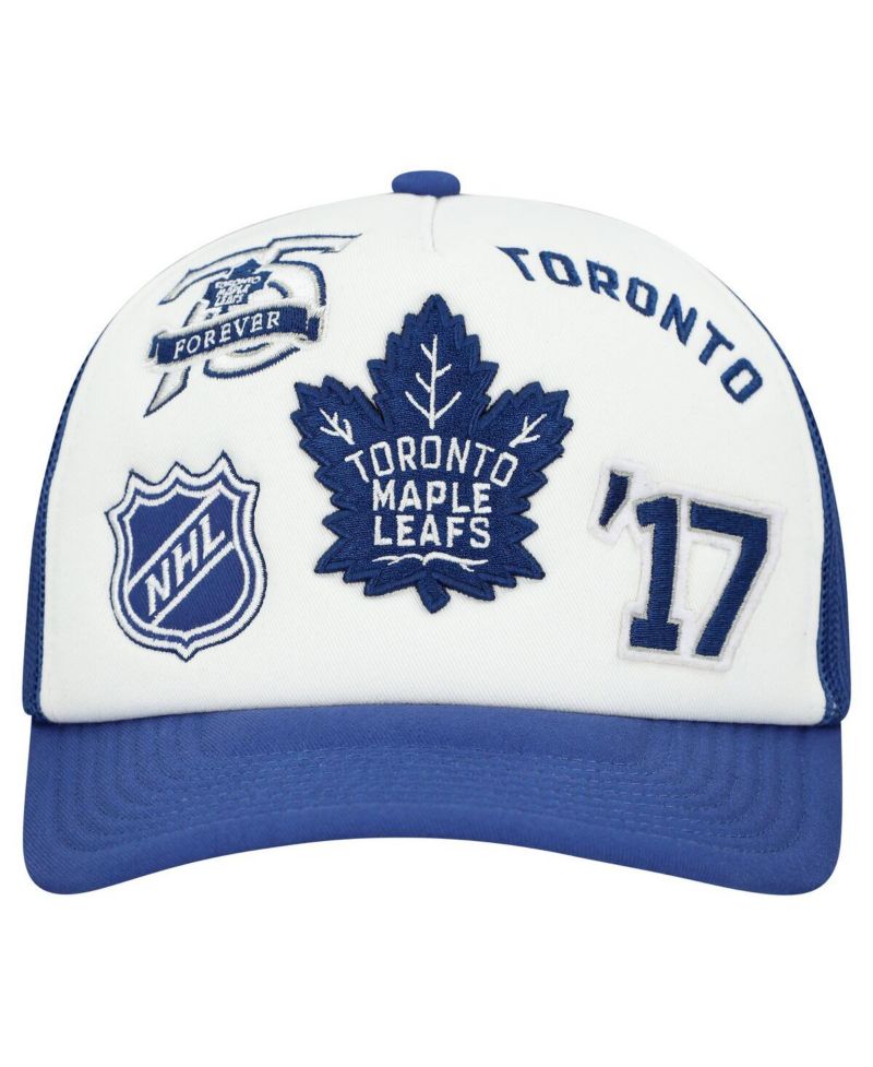 Men's White/Blue Toronto Maple Leaf's Gridlock Trucker Adjustable Hat