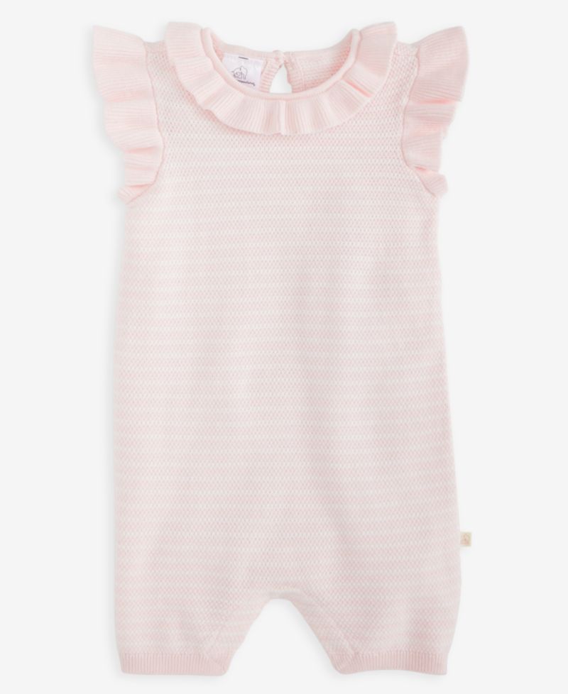 Baby Girls' Striped Cotton Knit Romper