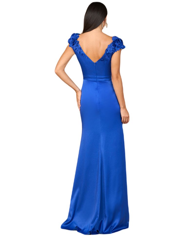 Women's V-Neck, Satin Backed Crepe Gown