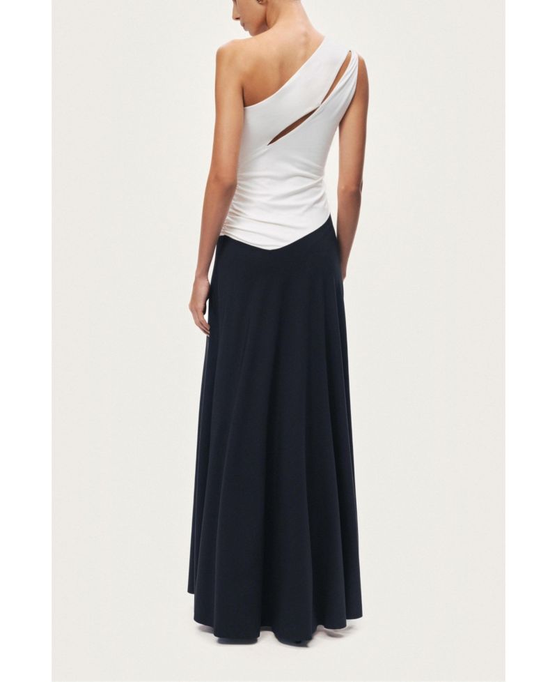Women's One-Shoulder Contrast Maxi Dress