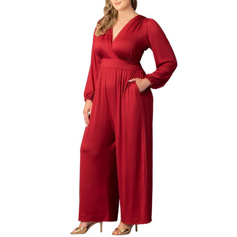 Plus Size Brigitte Long Sleeve Wide Leg Jumpsuit
