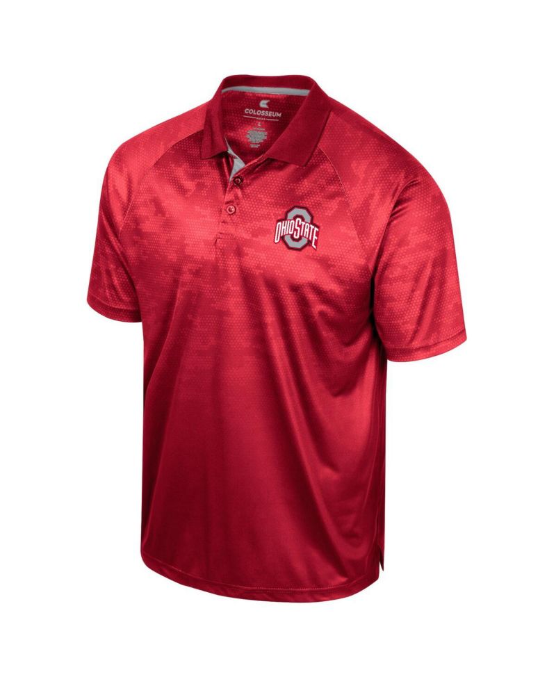 Men's Scarlet Ohio State Buckeyes Honeycomb Raglan Polo Shirt