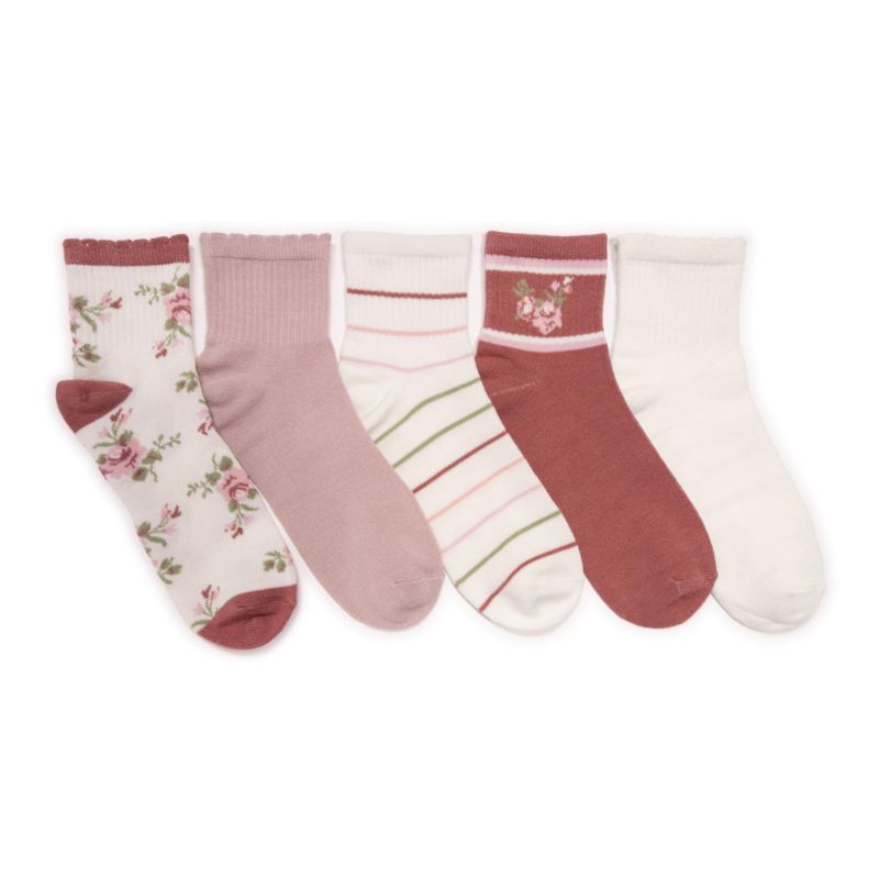 Women's Quarter Crew Novelty Socks, 5 Pair Pack