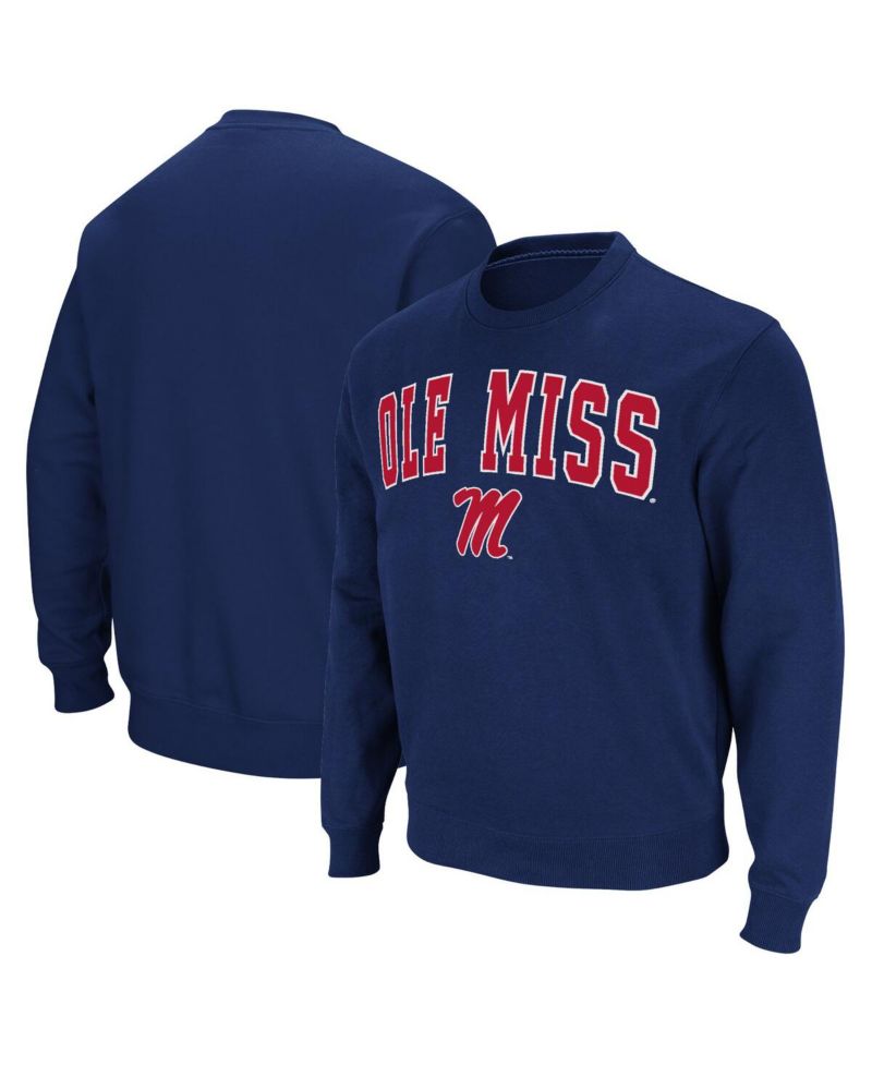 Men's Navy Ole Miss Rebels Arch & Logo Pullover Sweatshirt