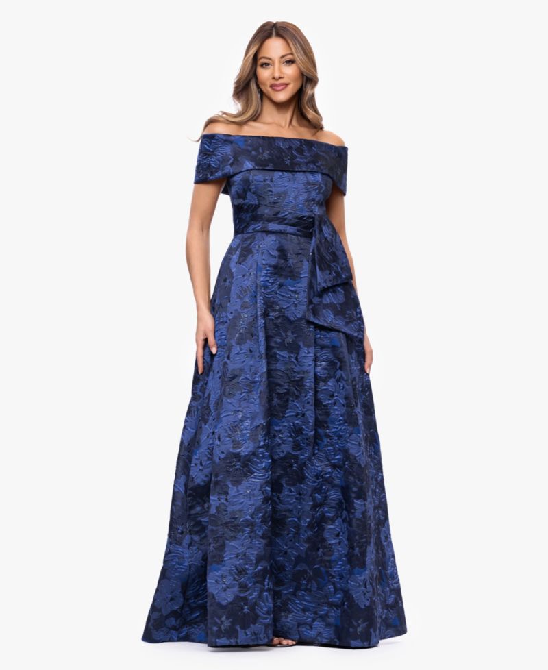 Women's Brocade Off-The-Shoulder Ball Gown