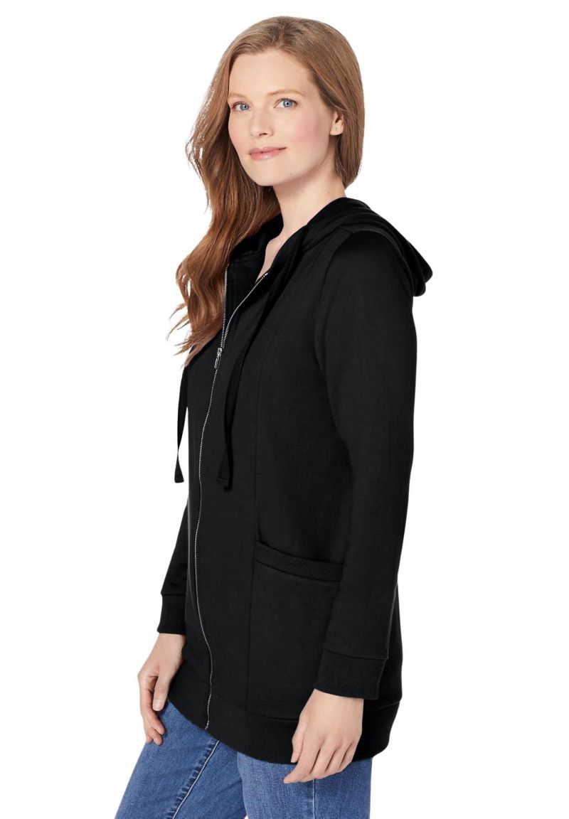 Plus Size Within Zip Front Tunic Hoodie Sweatshirts
