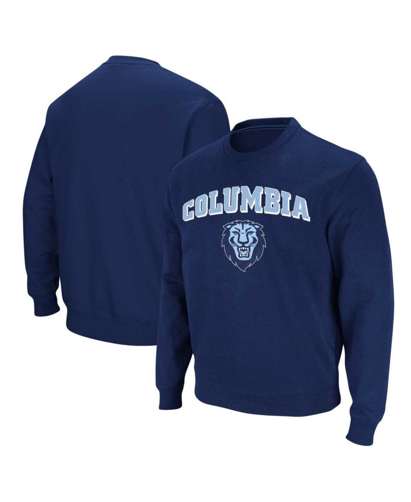 Men's Navy Columbia University Arch & Logo Pullover Sweatshirt