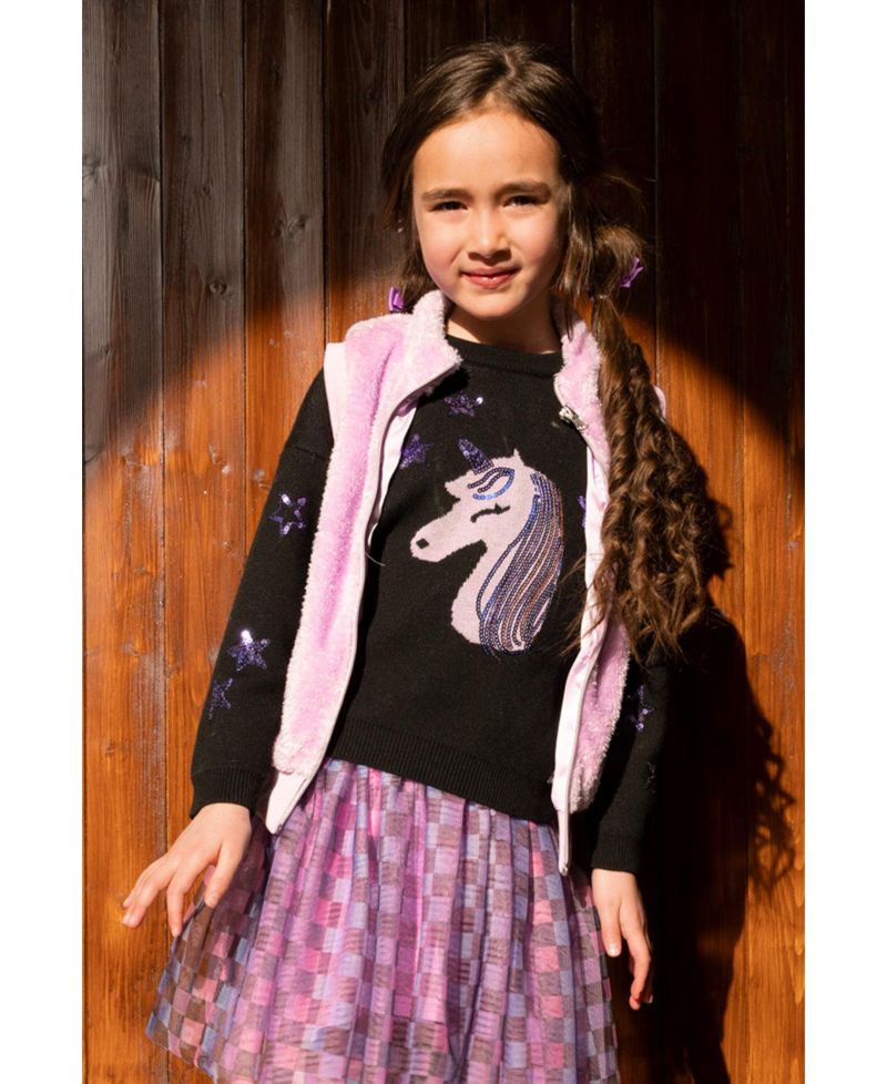Little and Big Girl 6-12 Faux Fur Sleeveless Vest Violet