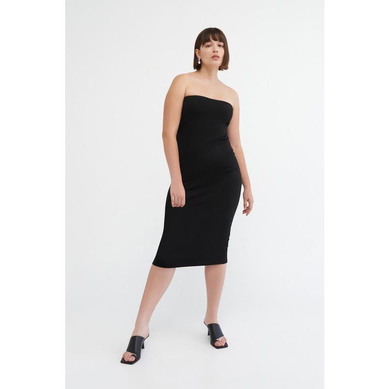 Women's Natalia Strapless Side-Zip Fitted Midi Dress