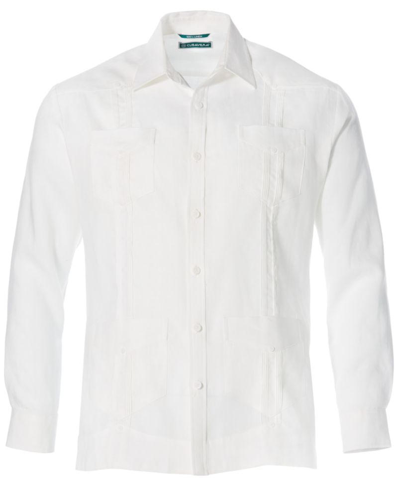 Men's 100% Linen Long Sleeve 4 Pocket Guayabera Shirt