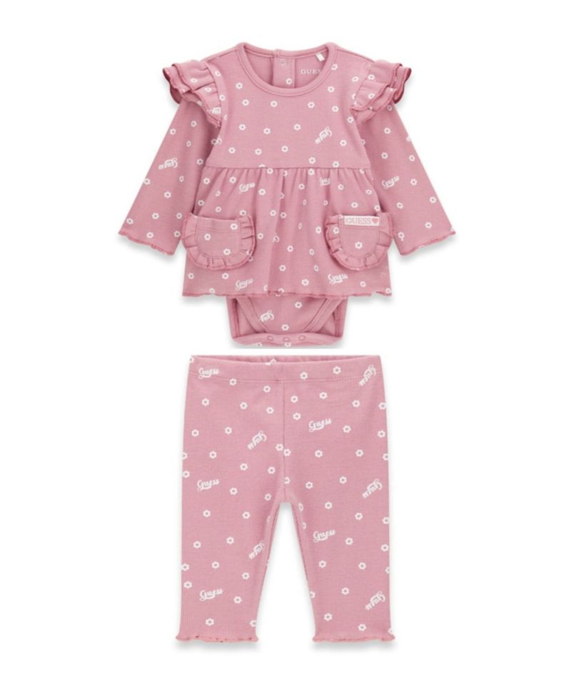 Baby Girls' Stretch Rib Long-Sleeve Bodysuit and Pant, 2-Piece Set