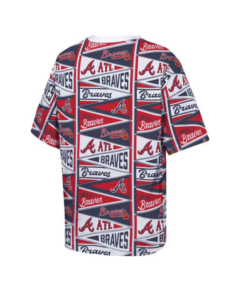 Big Boys and Girls Red Atlanta Braves All-Over Pennant T-Shirt