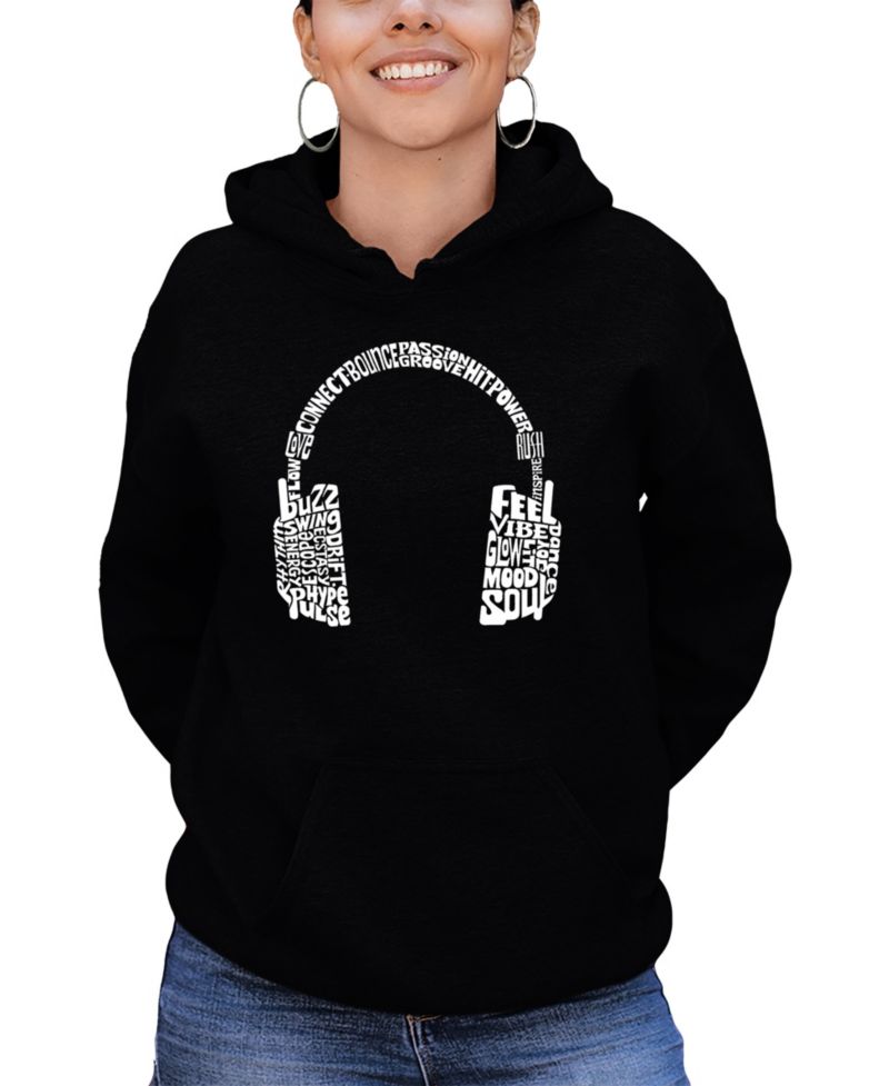 Women's Mood Headphones Word Art Hooded Sweatshirt