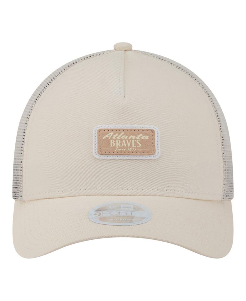 Women's Light Beige Atlanta Braves Tonal Patch 9FORTY M-Crown A-Frame Trucker Adjustable Hat