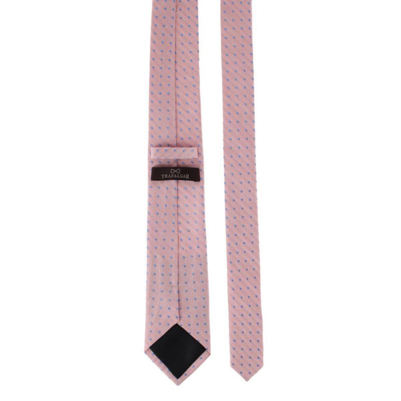 Men's Ignacio Linen Blend Polka Dot Vertical Slant Lined Business Necktie
