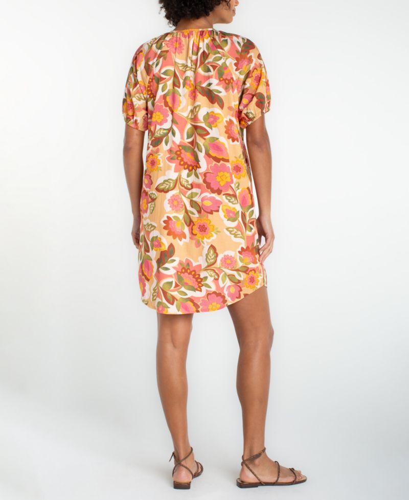 Petite Shirred Floral Print Dress
