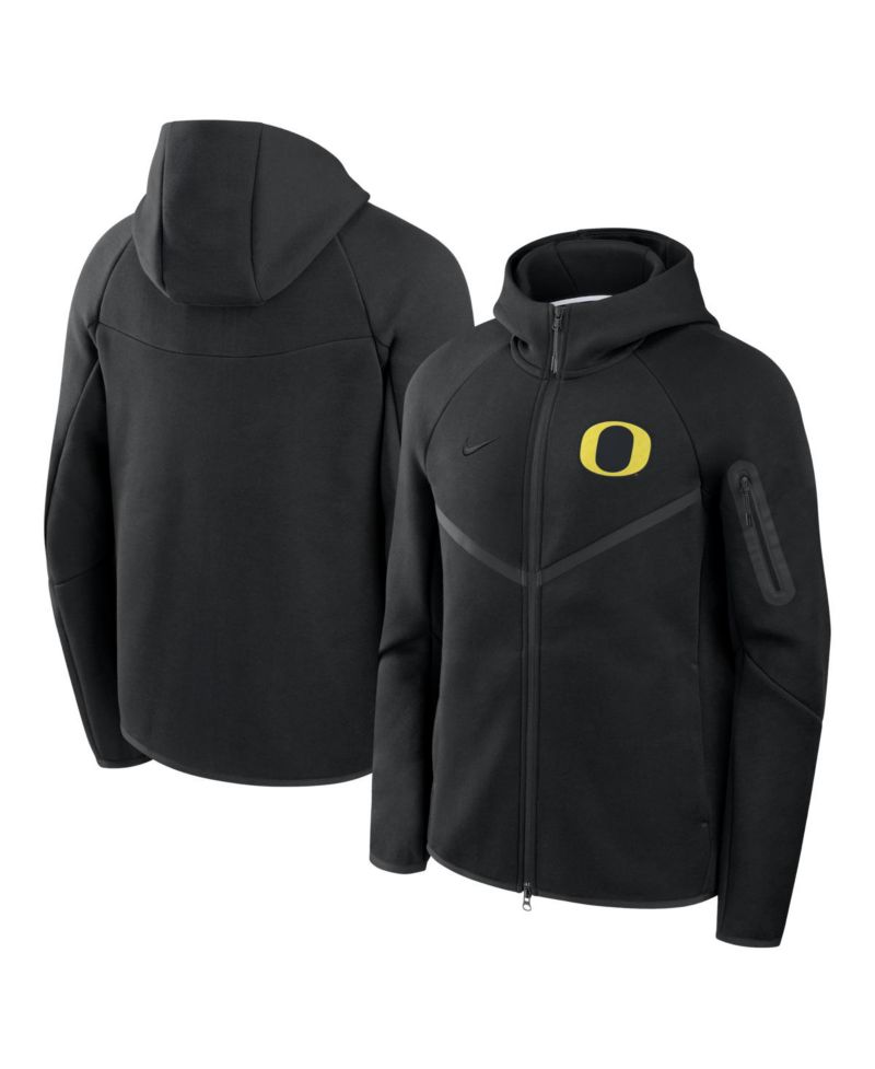 Men's Black Oregon Ducks Tech Fleece Full-Zip Wind Runner Hoodie