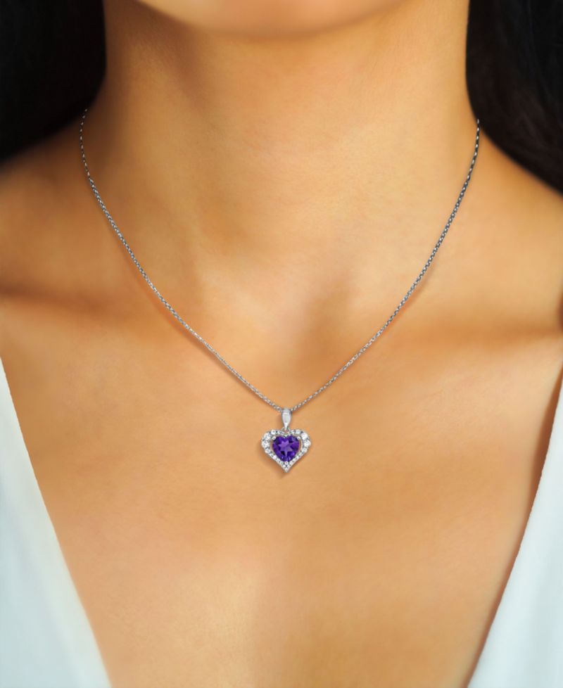 Lab Grown Ruby 1-7/8 ct. t.w. Lab-created White Sapphire 5/8 ct. t.w. Heart Pendant in Sterling Silver