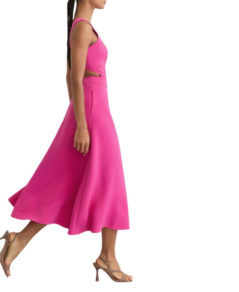 Women's Dina Waisted Cut-Out Twill Midi Dress