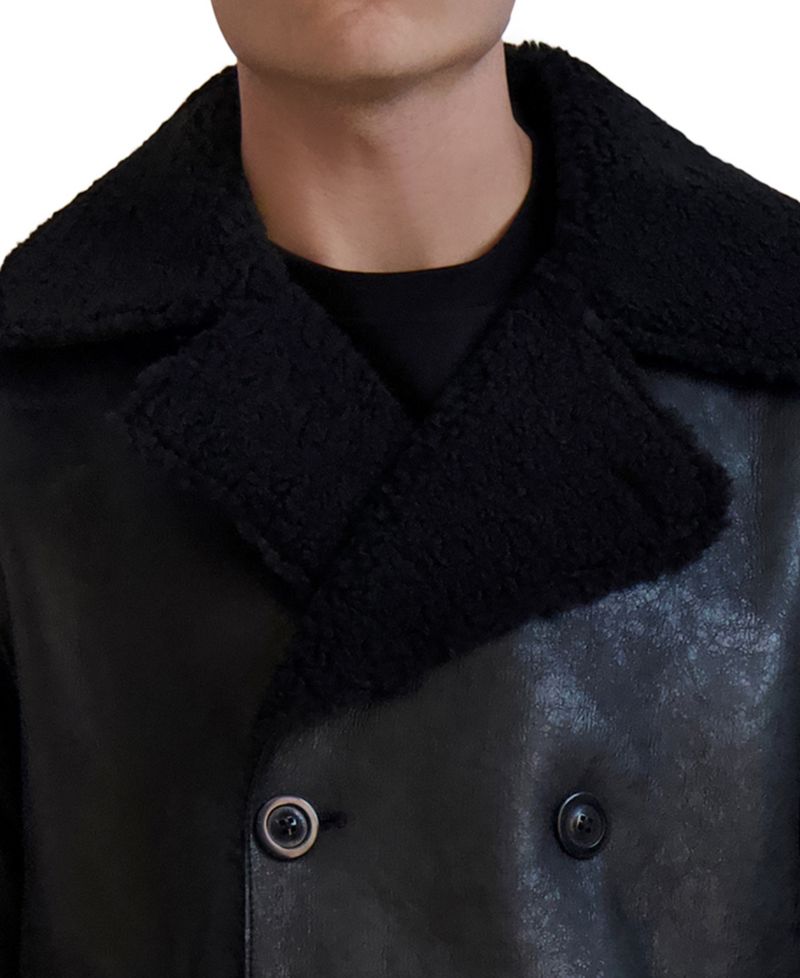 Paris Men's Faux-Shearling Double-Breasted Car Coat