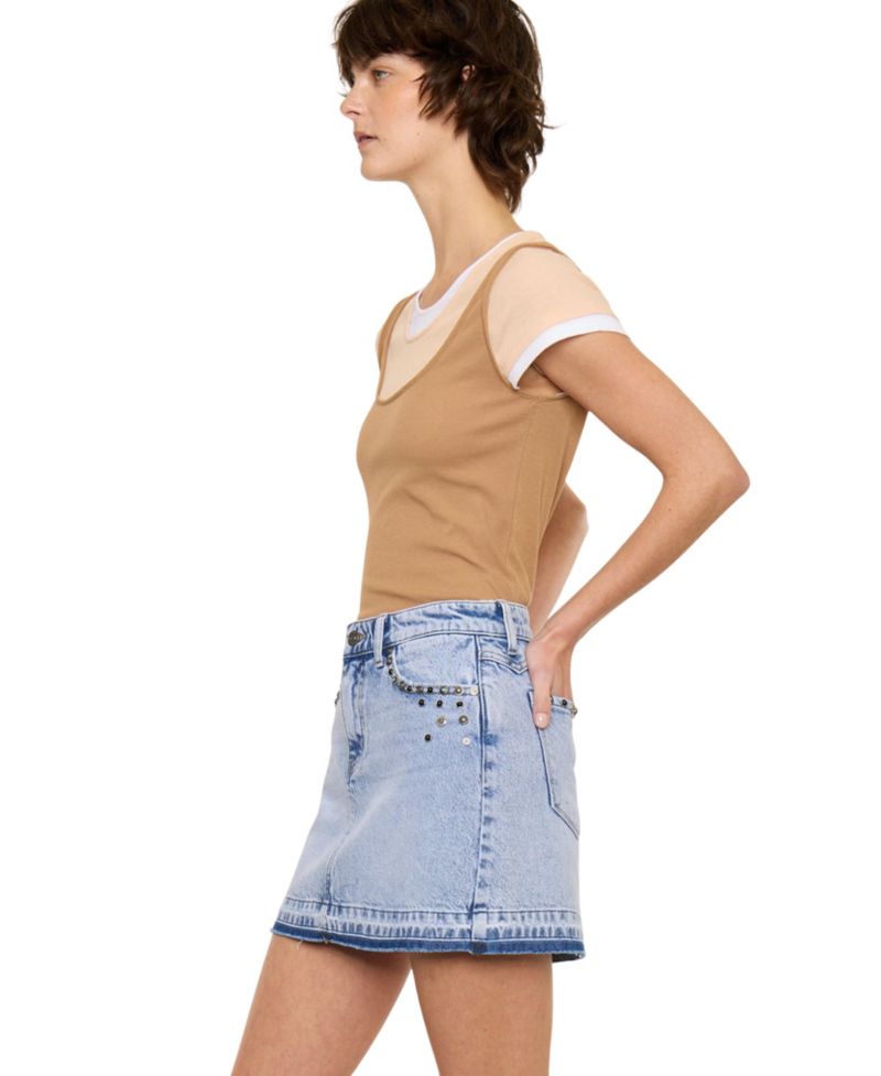 Women's USA Mildred Mid Rise Western Studded Denim Skirt