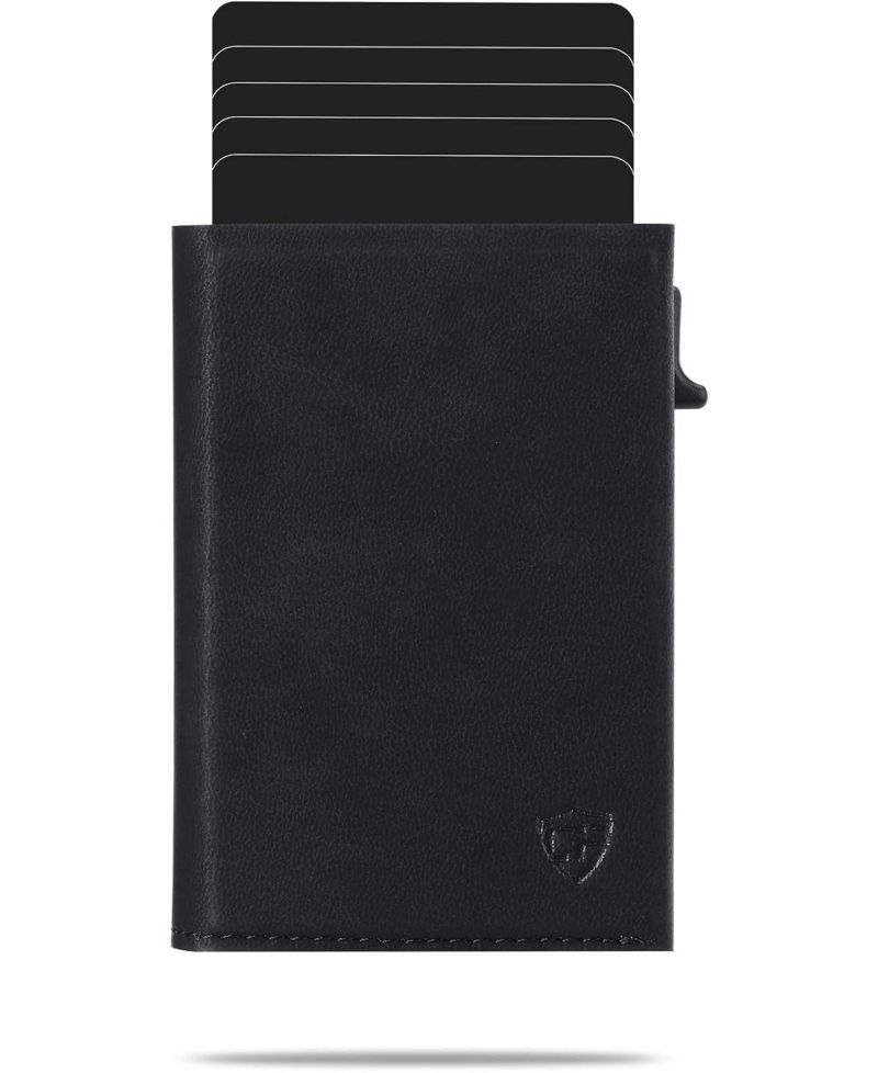 Men's Card Blocr Slim RFID Blocking Credit Card Wallet Black PU Leather