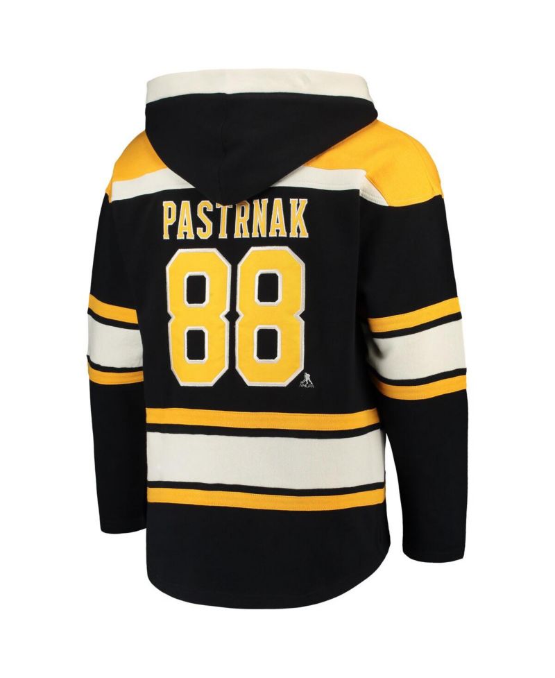 Men's David Pastrnak Black Boston Bruins Player Lacer Pullover Hoodie