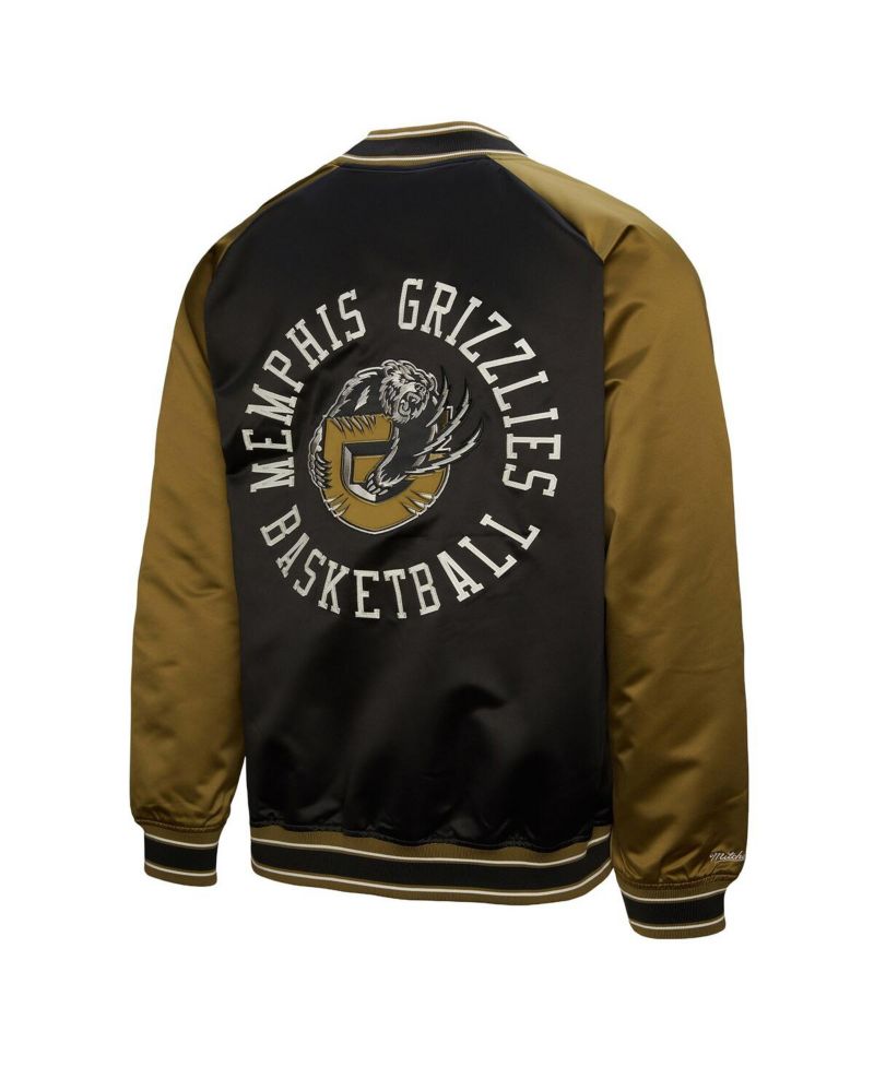 Men's Olive/Black Memphis Grizzlies Clutch Satin Raglan Full-Snap Jacket
