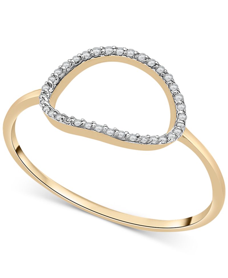Diamond Elongated Circle Ring (1/20 ct. t.w.) in 10k Gold