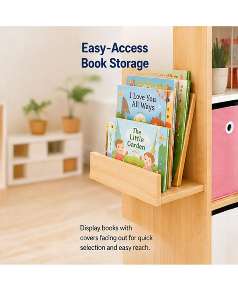 House-Style Kids Storage Cabinet, Multi-Bin Toy Organizer and Book Display Bookcase for Playrooms & Bedrooms