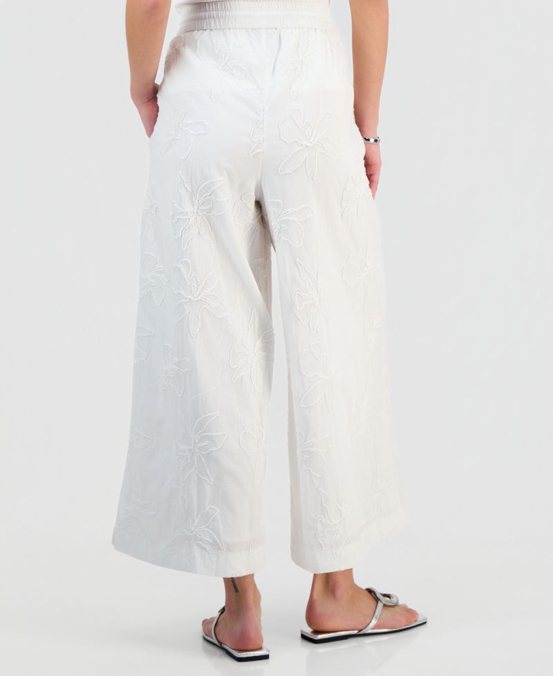 Petite Jacquard High-Rise Wide-Leg Pants