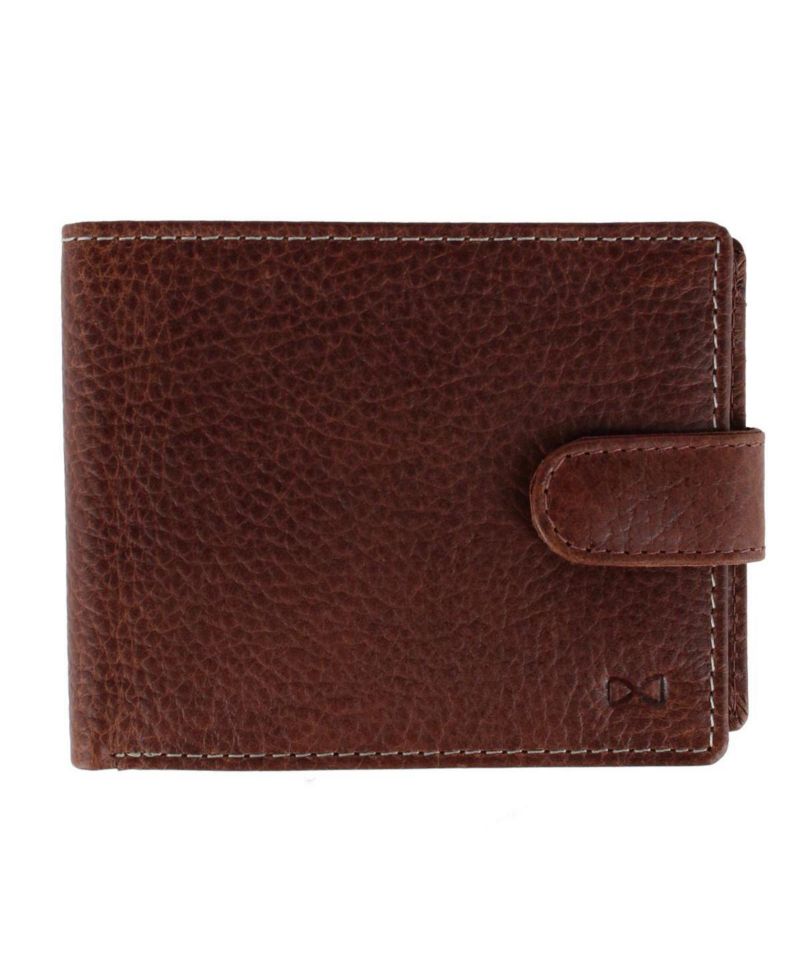 Men's Parker Pebbled Leather Bi-Fold Wallet with ID Window and Fastener