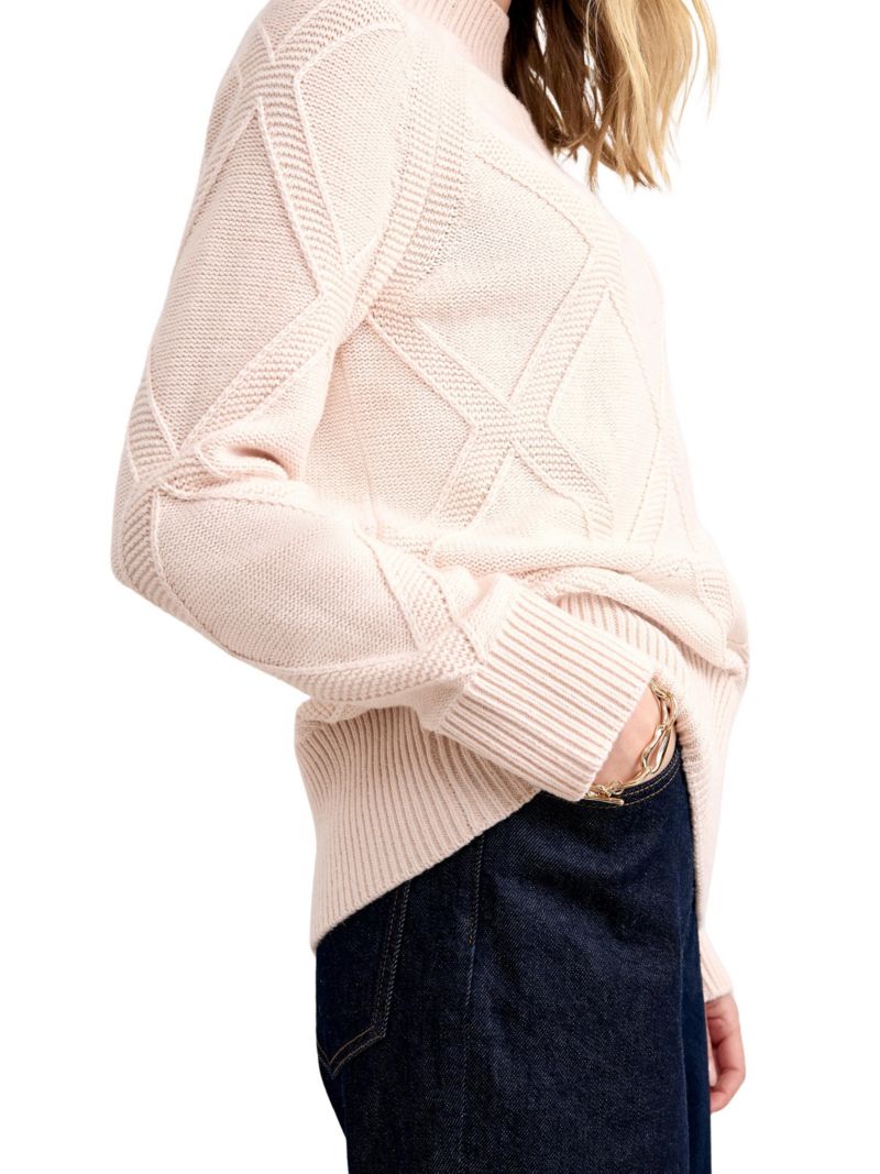 Women's Tara Mock-Neck Diamond Cable Knit Jumper