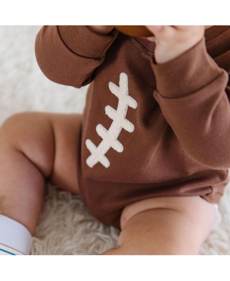 Baby Boys Football Lace Patch Long Sleeve Romper