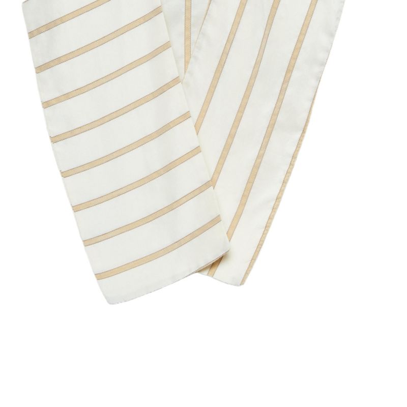 Women's Cream Stripe Silk Neck Tie-Up Detail Blouse