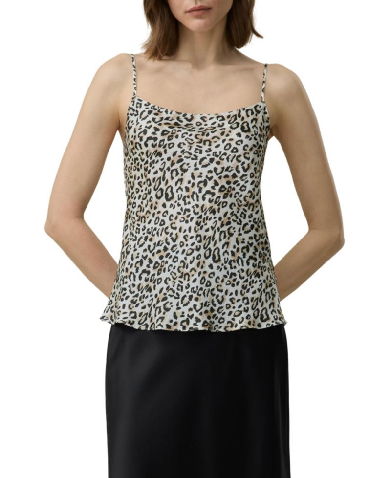 Women's Leopard Print V-Neck Sleeveless Silk Camisole